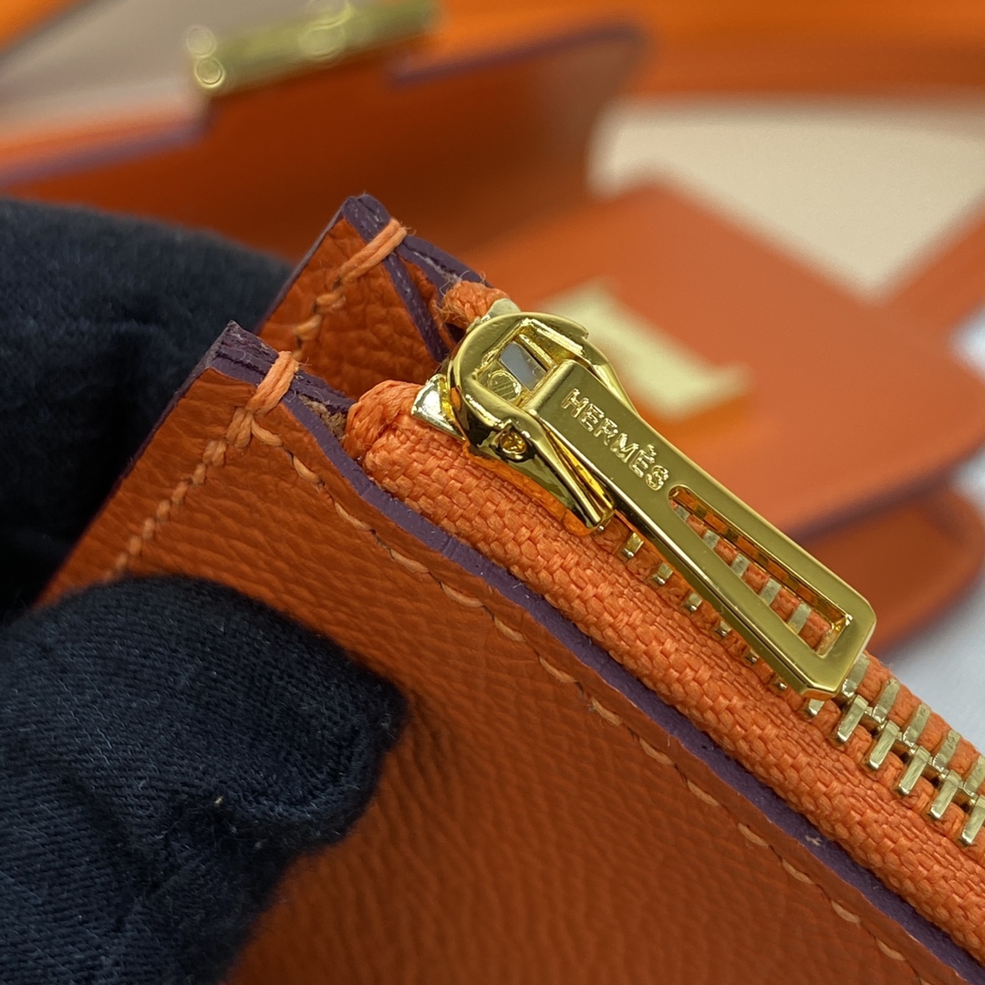 Hermes Constance Slim Wallet Belt Bag In Feu Orange Epsom Leather